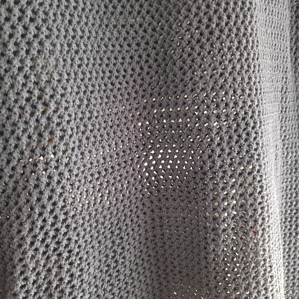 EUC Simply Noelle Gray Open-Knit Mesh Tunic Women S/M (8-10) Comfy Long Sleeve - Picture 6 of 6